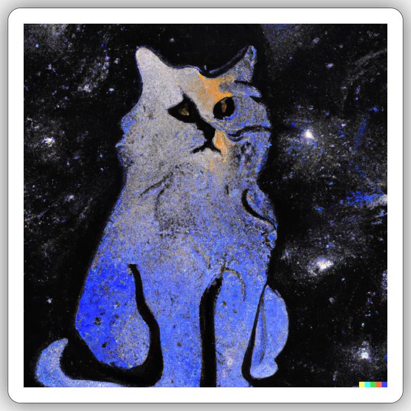 Chat aveugle 26 - Sticker taille S (10 x 10 cm) - blanc mat