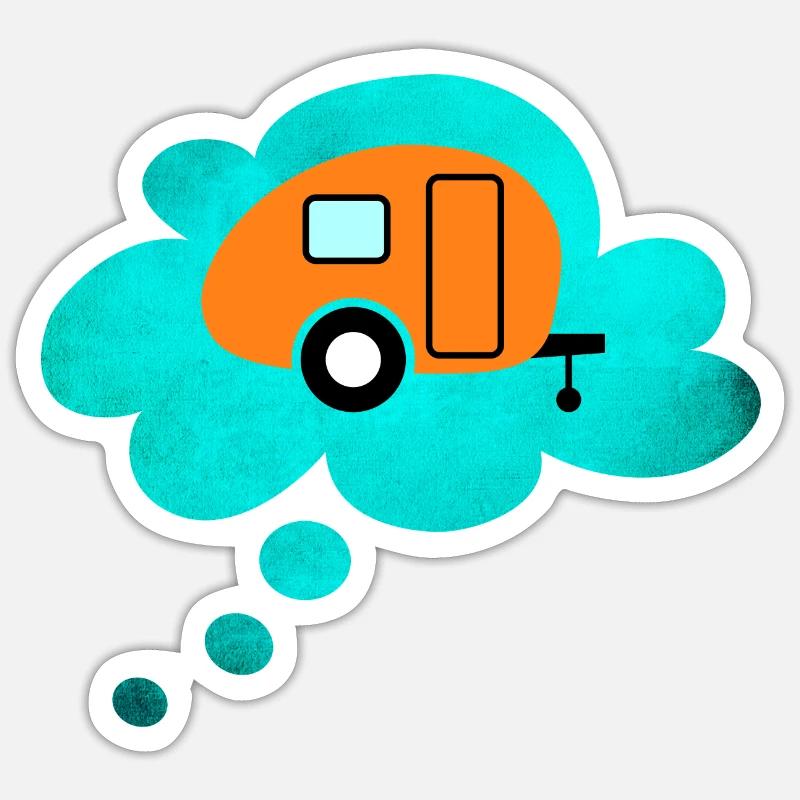 Caravan Cloud Thought Bubble Camping Retro Caravan Sticker size S (10 x 10 cm)