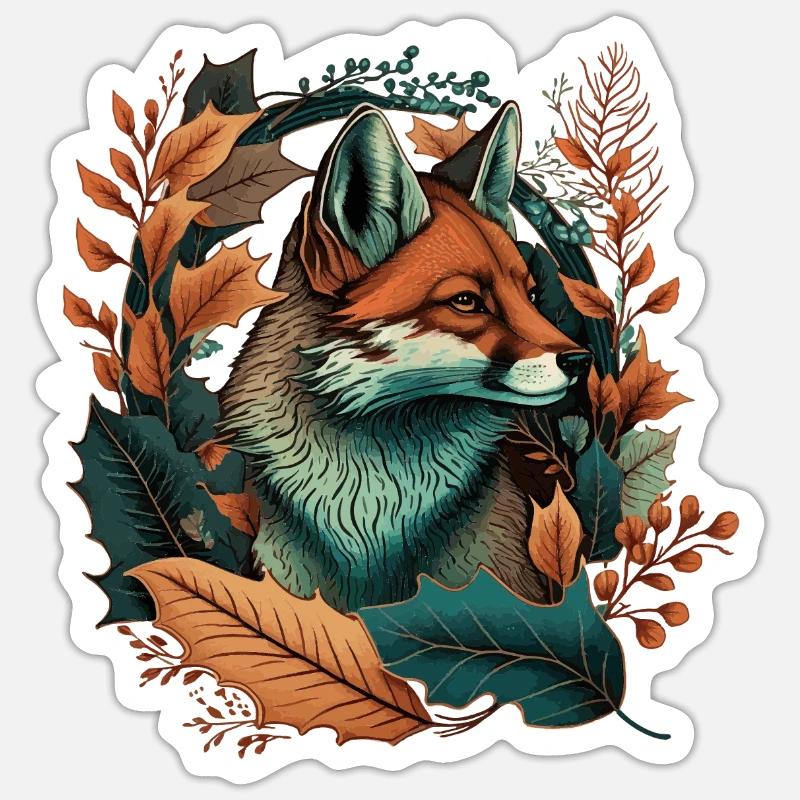 Fuchs Tattoo V2 Geschenk - Sticker Größe S (10 x 10 cm) - Mattweiß
