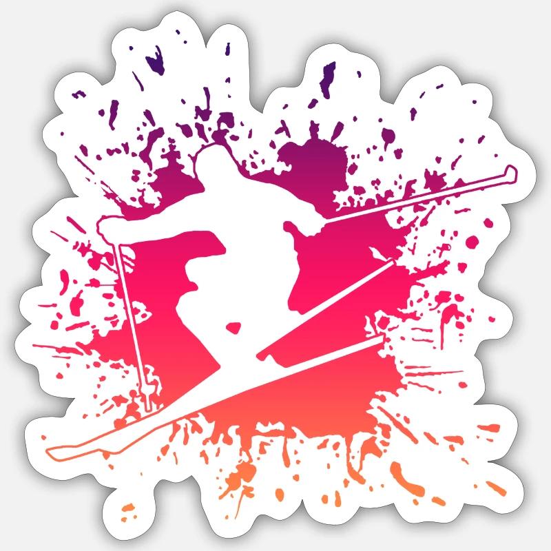 Skiing Splash ski skiing - Sticker Größe S (10 x 10 cm) - Mattweiß