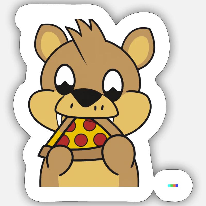 Hamster Pizza - Sticker taille S (10 x 10 cm) - blanc mat