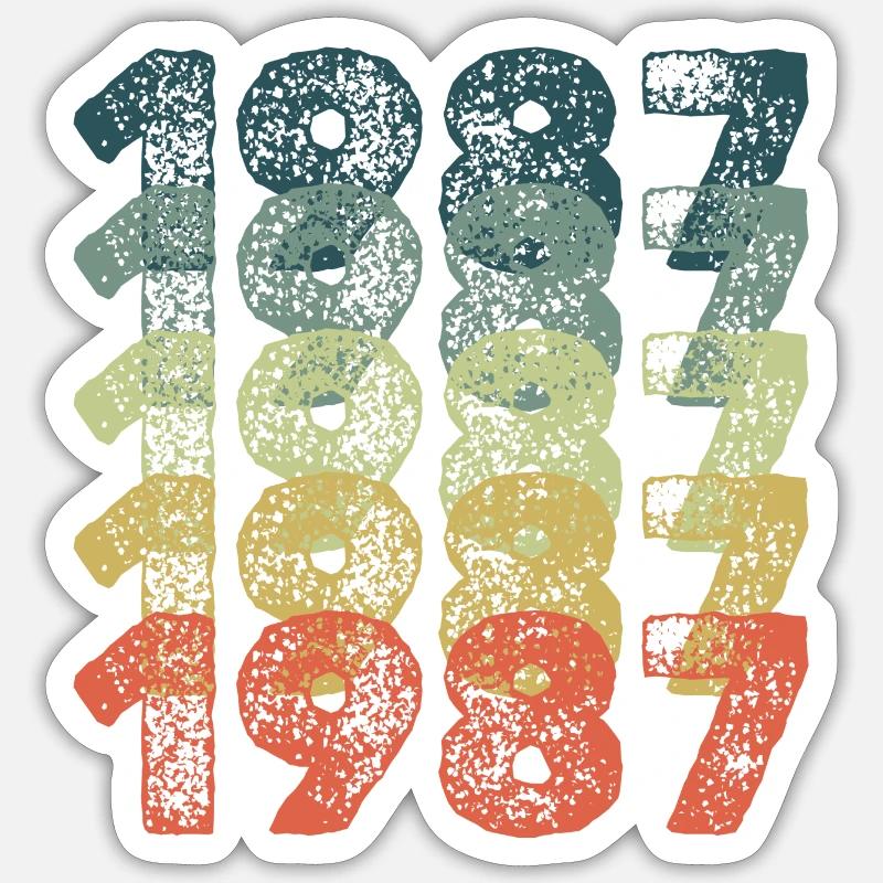 Année 1987 - Sticker taille S (10 x 10 cm) - blanc mat