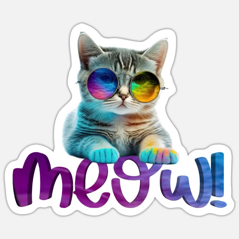 Cat - Meow - Sticker size S (10 x 10 cm) - white matte
