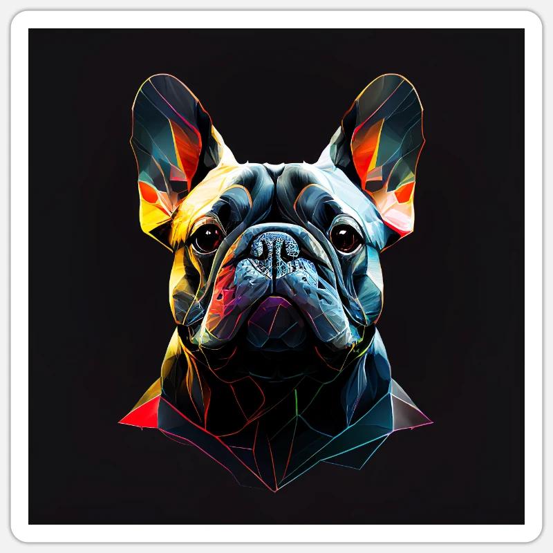 Bouledogue français, conception de polygones Sticker taille S (10 x 10 cm)