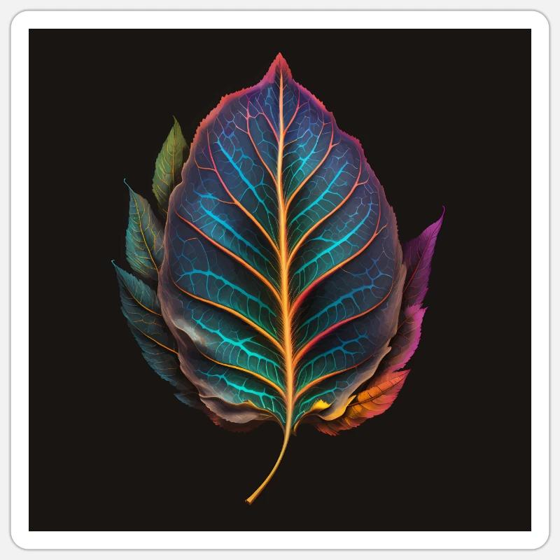 Version imaginative de la feuille irisée 2 Sticker taille S (10 x 10 cm)