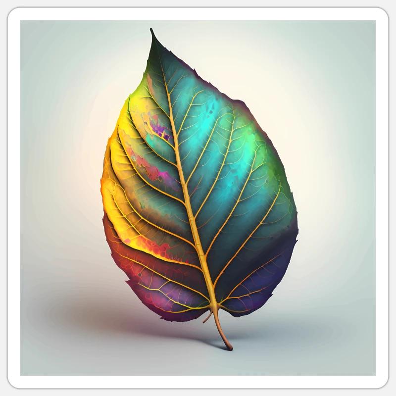 Imaginatively iridescent leaf version 1 Sticker size S (10 x 10 cm)