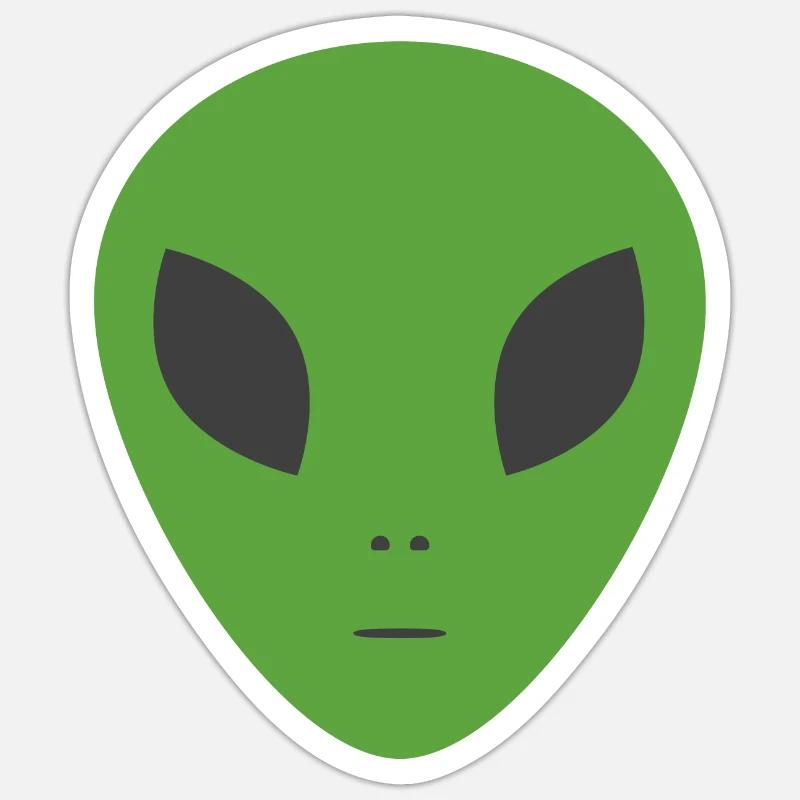 Alien vert - Sticker taille S (10 x 10 cm) - blanc mat