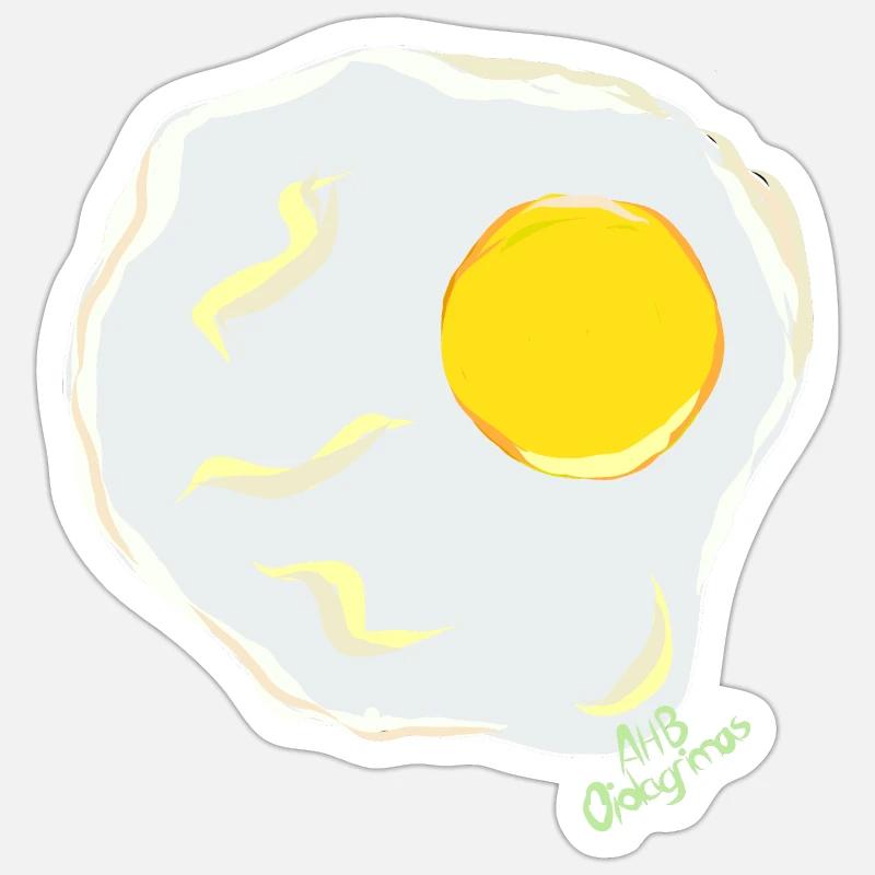 Œuf au plat - Sticker taille S (10 x 10 cm) - blanc mat