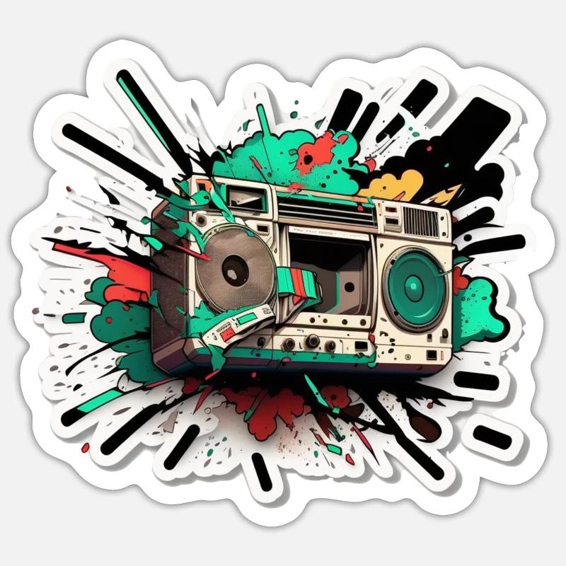 Stereo-Explosion - Sticker Größe S (10 x 10 cm) - Mattweiß