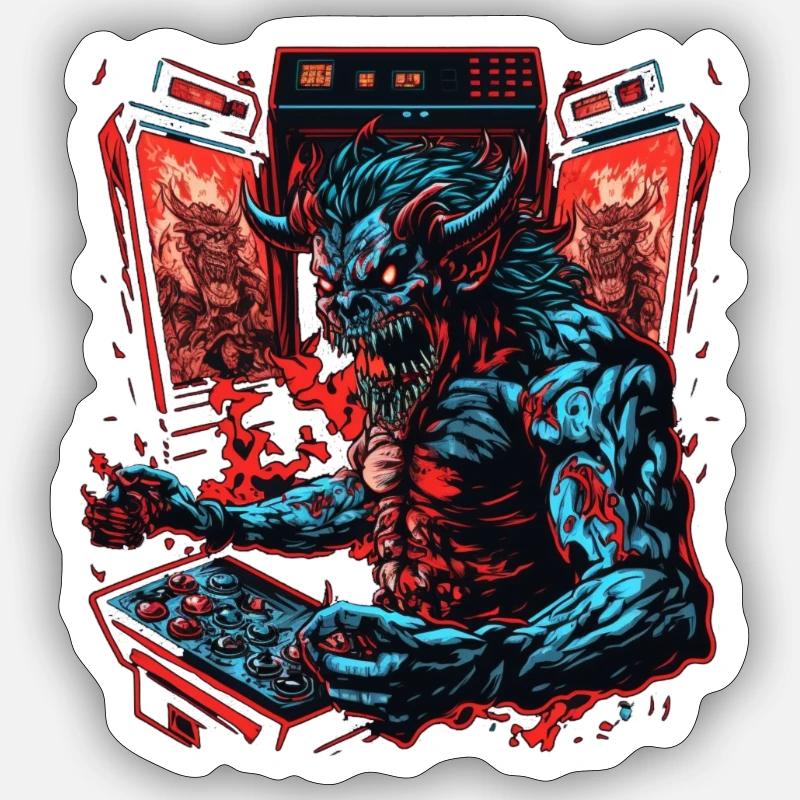 arcademon - Sticker Größe S (10 x 10 cm) - Mattweiß