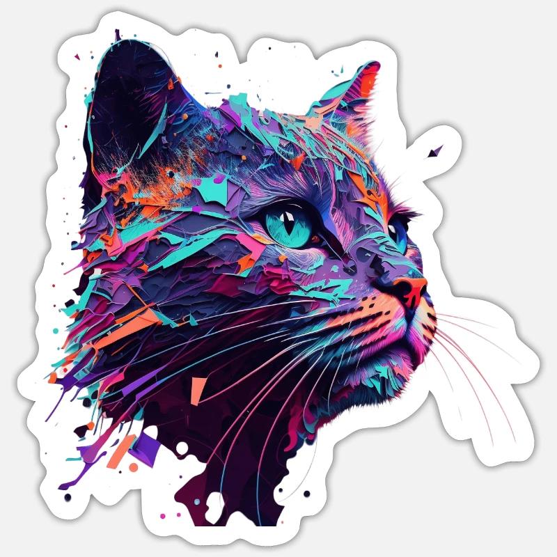 Psychedelic Cat - Sticker size S (10 x 10 cm) - white matte