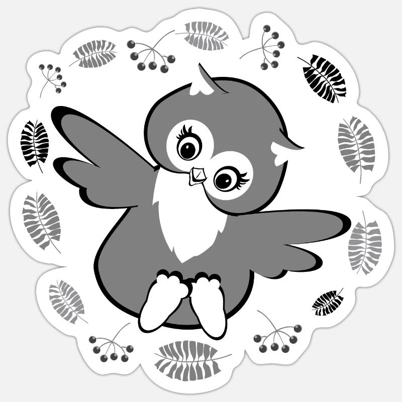Verspielte Eule im Herbstlaub Sticker Größe S (10 x 10 cm)