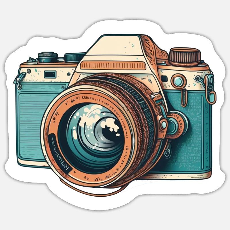 Caméra rétro - Sticker taille S (10 x 10 cm) - blanc mat