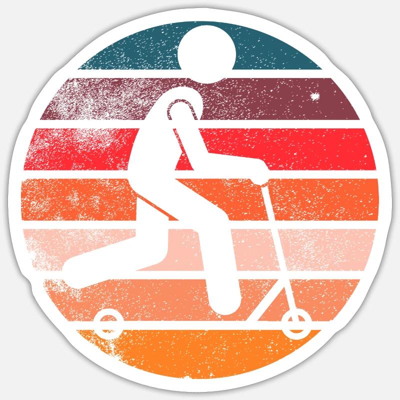 RetroScooter - Sticker Größe S (10 x 10 cm) - Mattweiß