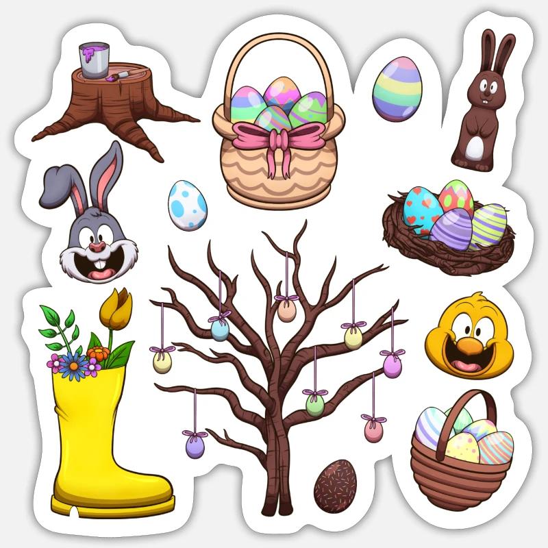 Easter Elements - Sticker size S (10 x 10 cm) - white matte