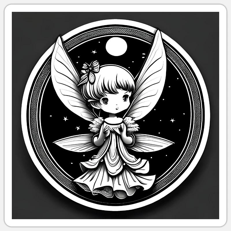 Niedliche Elfeoder Fee Sticker Größe S (10 x 10 cm)