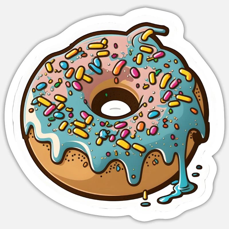 Beignet glacé - Sticker taille S (10 x 10 cm) - blanc mat