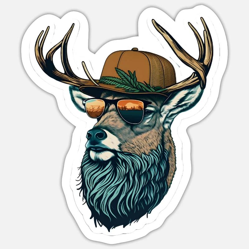 Cooler Hirsch - Sticker Größe S (10 x 10 cm) - Mattweiß