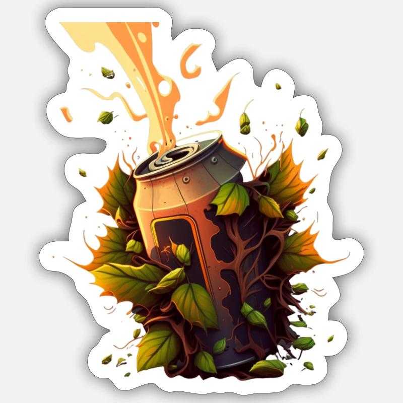 Hopfen Explosion Bierdose Craft Bier - Sticker Größe S (10 x 10 cm) - Mattweiß