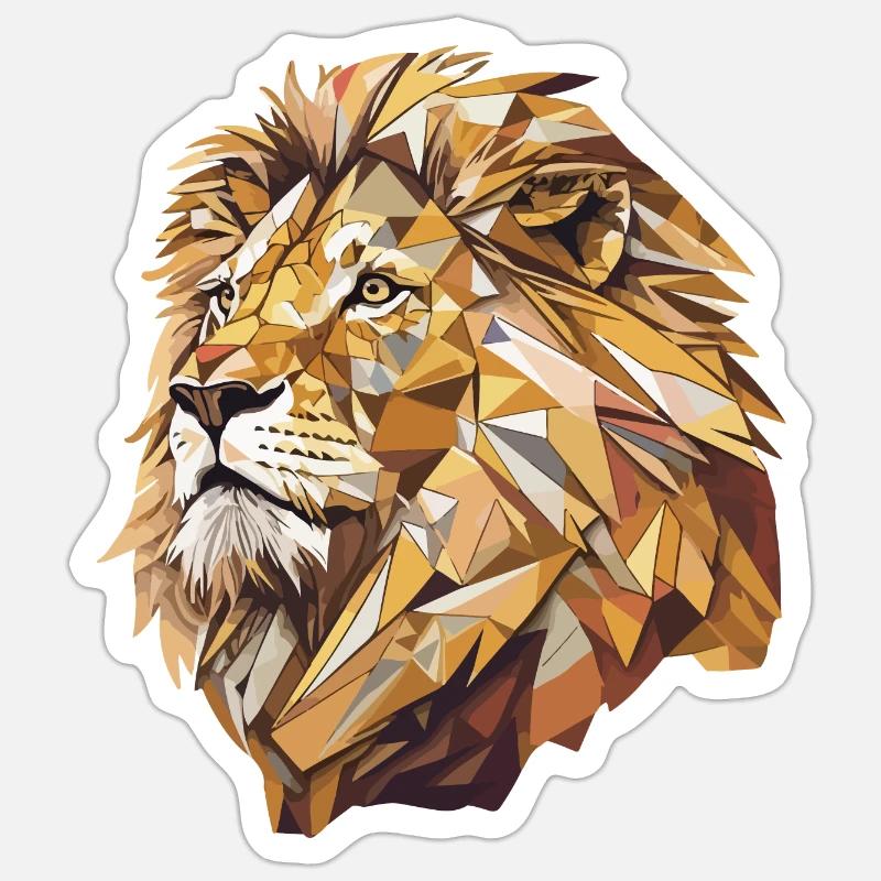 Stylized Lion, Geometric - Sticker size S (10 x 10 cm) - white matte