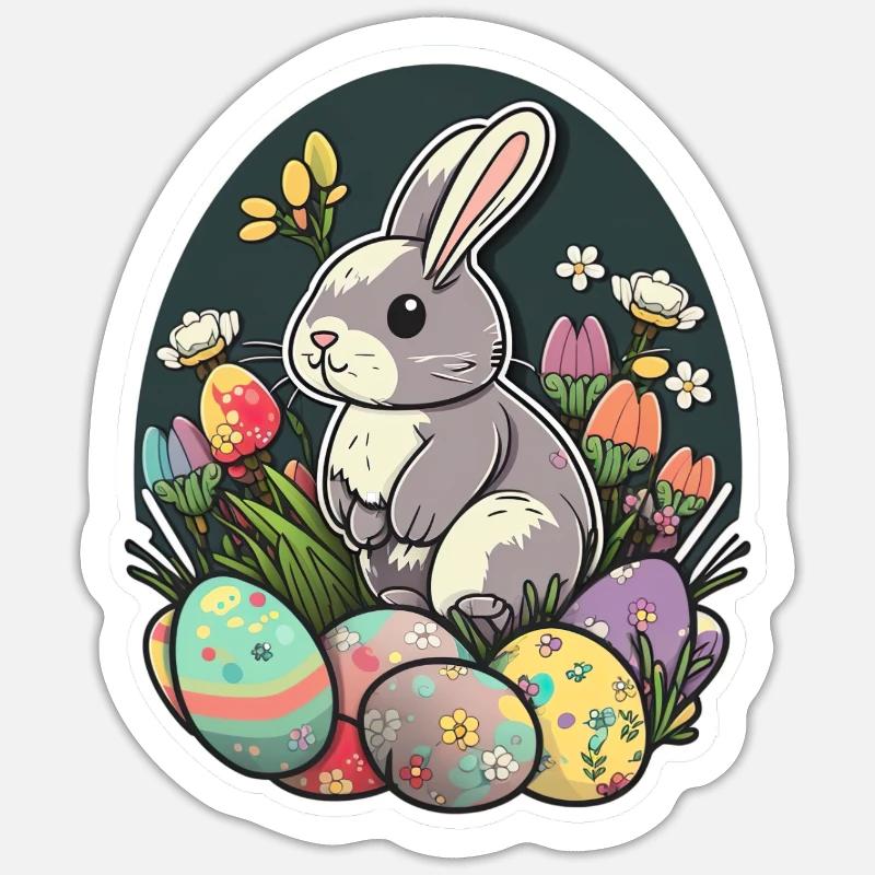 Easter Magic Easter Bunny Easter Eggs Colorful Sticker Sticker size S (10 x 10 cm)