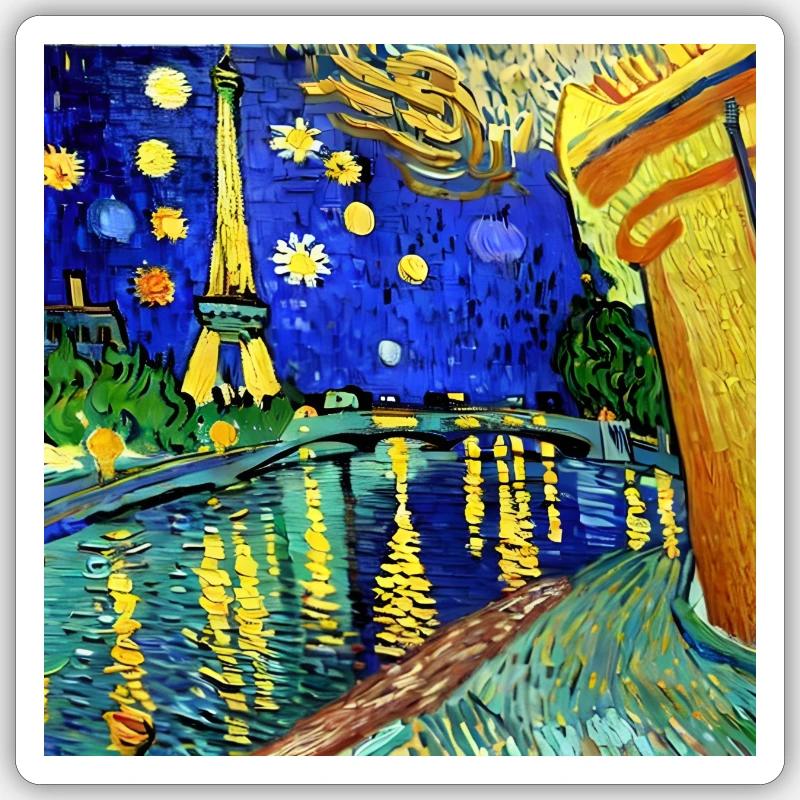 Paris Eiffelturm van gogh Sticker Größe S (10 x 10 cm)
