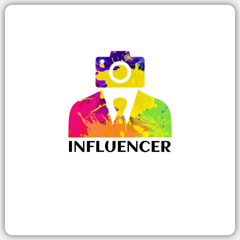 Influenceur - Sticker taille S (10 x 10 cm) - blanc mat