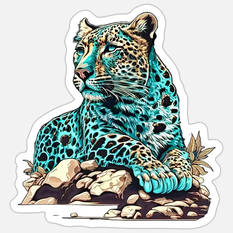 Leopard lying in wait - Sticker size S (10 x 10 cm) - white matte