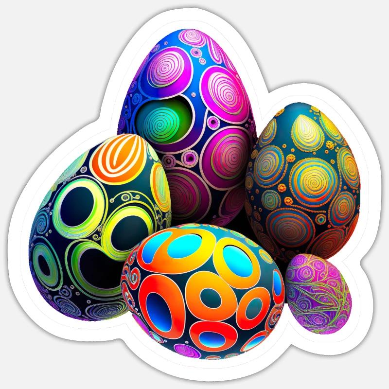 Psychédélique Easter Egg Party Easter Eggs coloré Sticker taille S (10 x 10 cm)