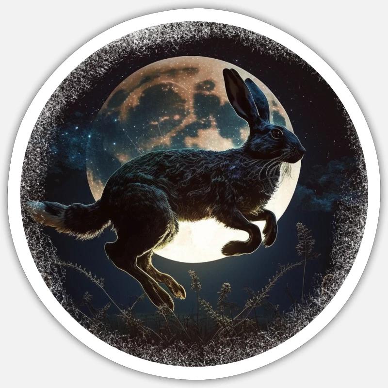 Happy Easter, Funny Easter Rabbit, Easter Hunting - Sticker Größe S (10 x 10 cm) - Mattweiß