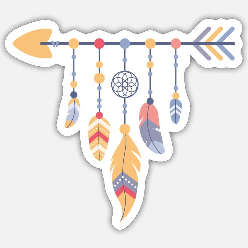 Arrow with feathers - Sticker size S (10 x 10 cm) - white matte