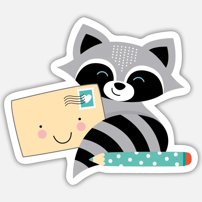 Waschbär-Post - Sticker Größe S (10 x 10 cm) - Mattweiß