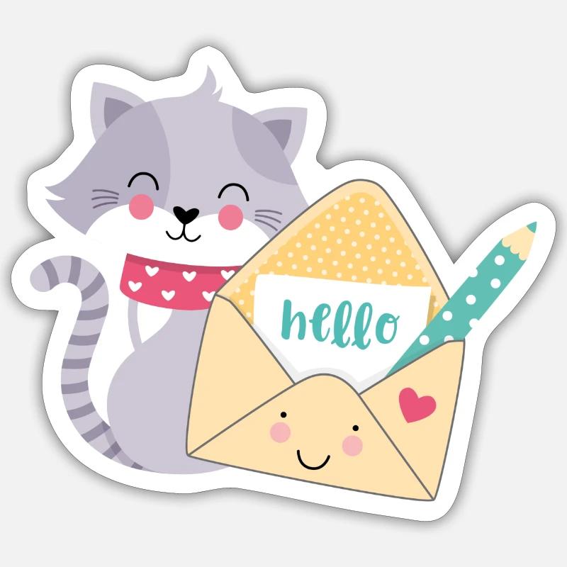Poste pour chat - Sticker taille S (10 x 10 cm) - blanc mat