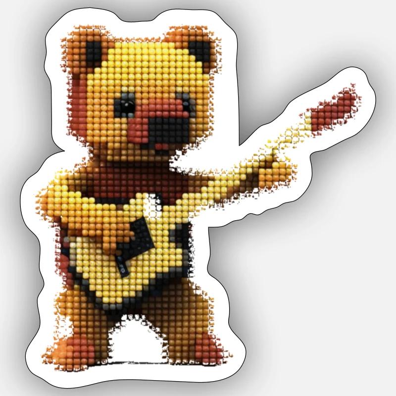 Pixelart Bärchen - Sticker Größe S (10 x 10 cm) - Mattweiß