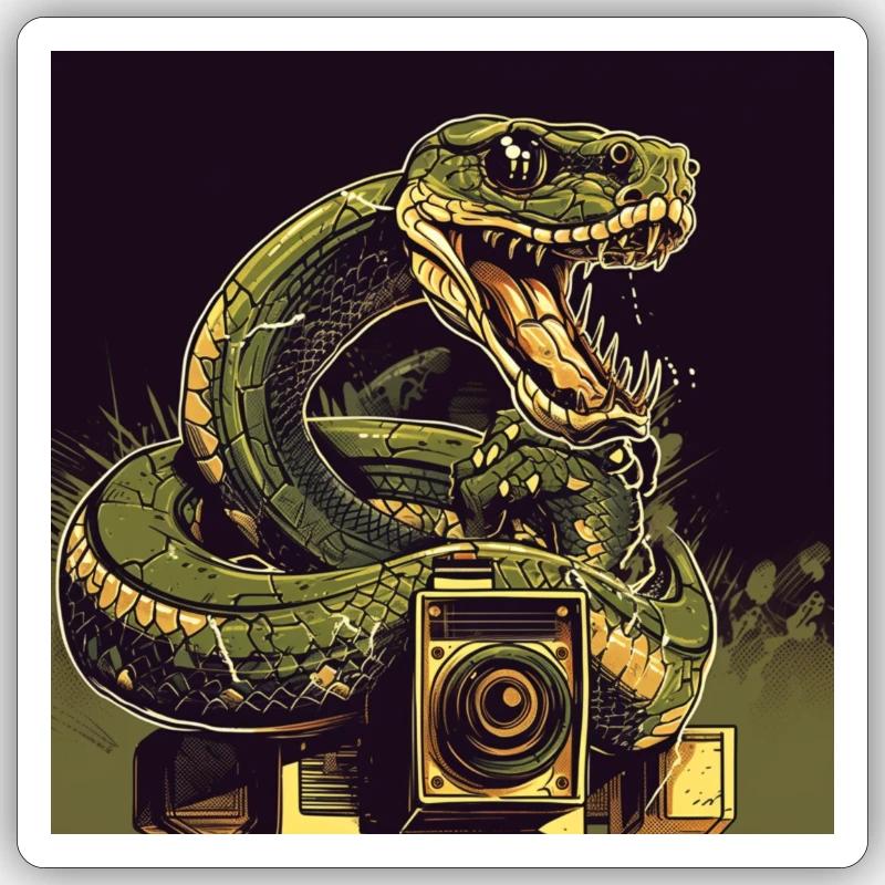 Dites serpent « fromage » - Sticker taille S (10 x 10 cm) - blanc mat