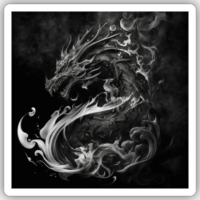 dragon light - Sticker taille S (10 x 10 cm) - blanc mat
