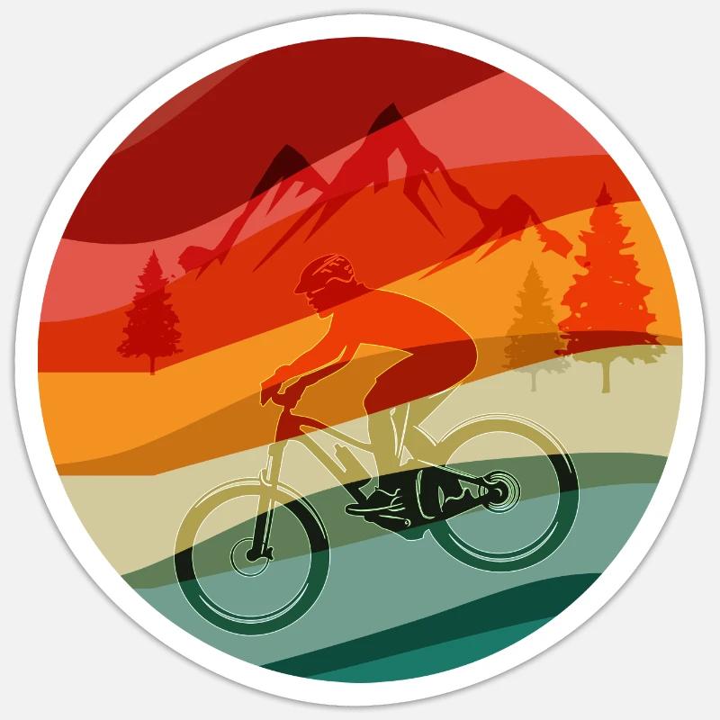 VTT Design rétro - Sticker taille S (10 x 10 cm) - blanc mat