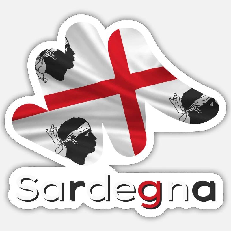 Drapeau Sardaigne - Sticker taille S (10 x 10 cm) - blanc mat