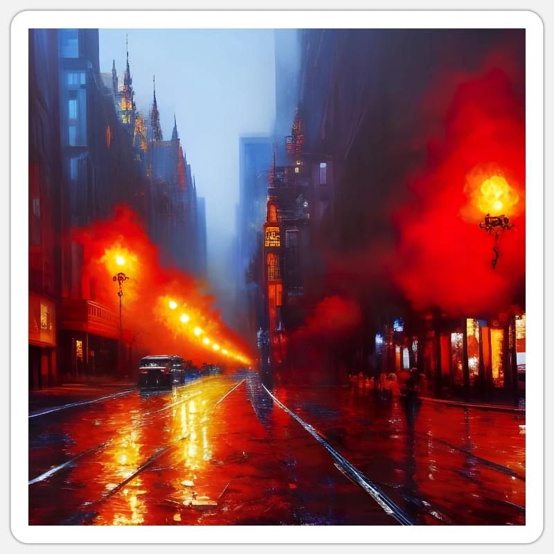 Rain Lamps - Impressionistic Style - Sticker size S (10 x 10 cm) - white matte