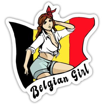 Belgien Mädchen Flaggen Design - Sticker Größe S (10 x 10 cm) - Mattweiß - Vorne