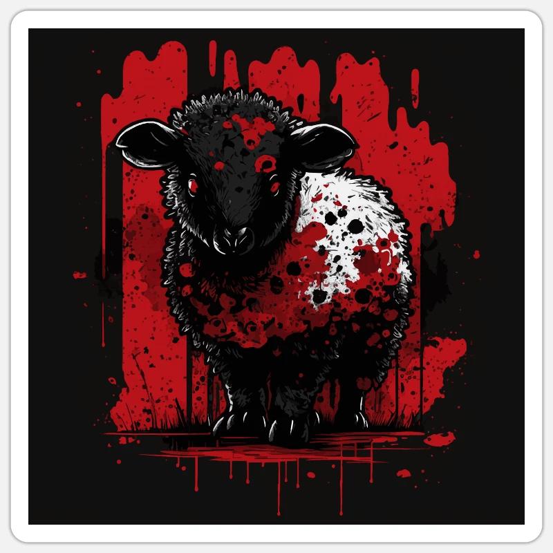 Mouton noir mignon - Sticker taille S (10 x 10 cm) - blanc mat