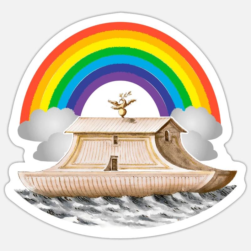 Regenbogenflut Arche Noah Sticker Größe S (10 x 10 cm)