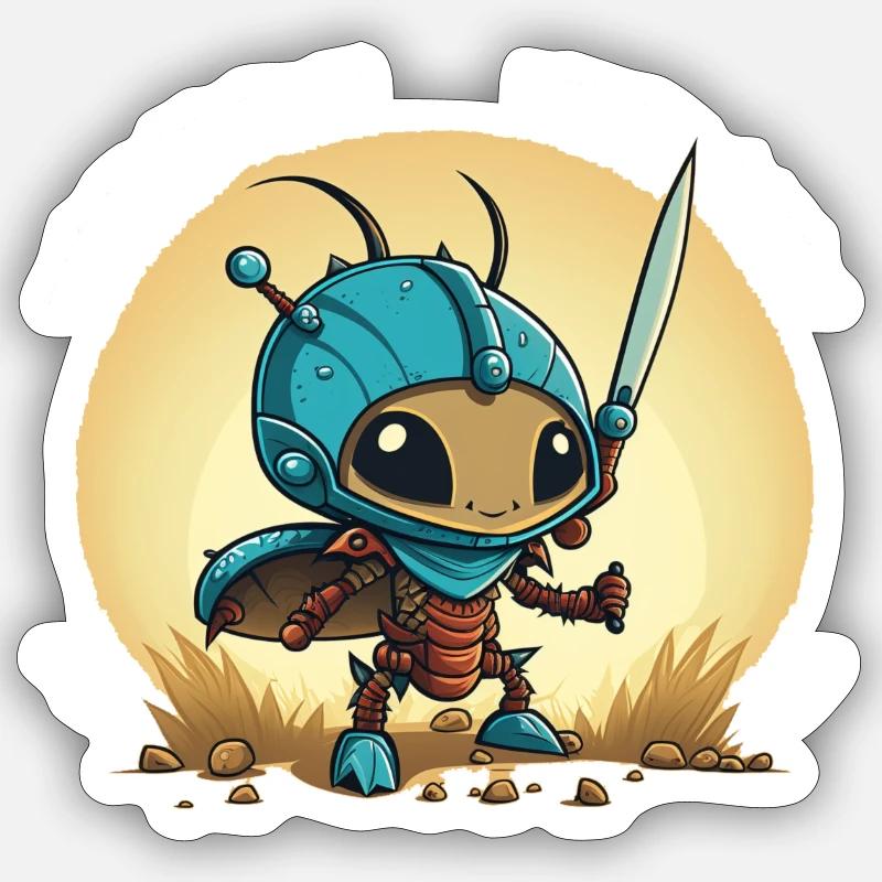 A cute ant warrior - Sticker size S (10 x 10 cm) - white matte