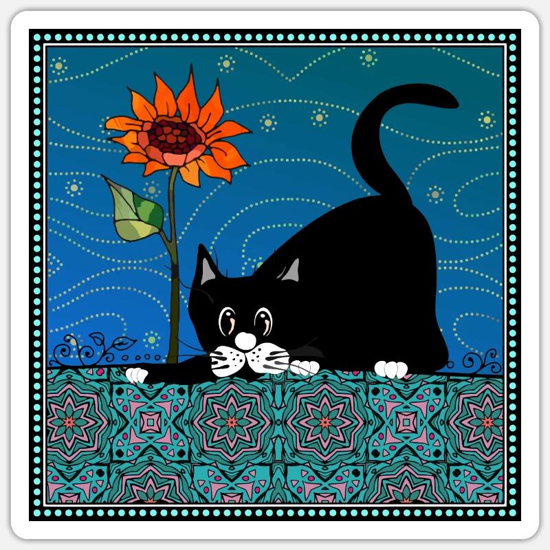 Chat - Sticker taille S (10 x 10 cm) - blanc mat