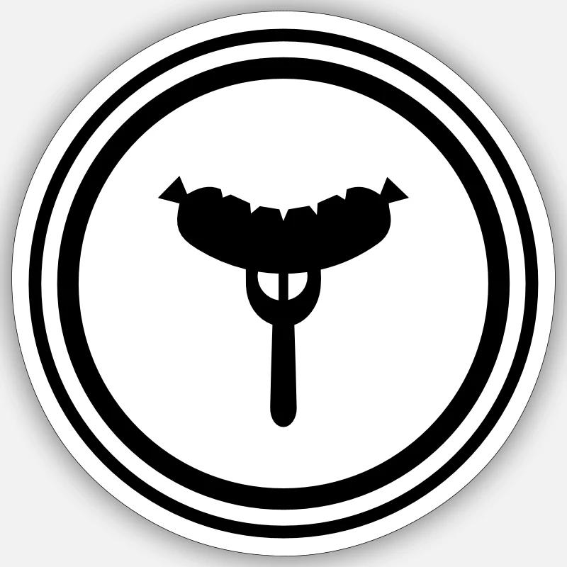 Wurst Gabel - Sticker Größe S (10 x 10 cm) - Mattweiß