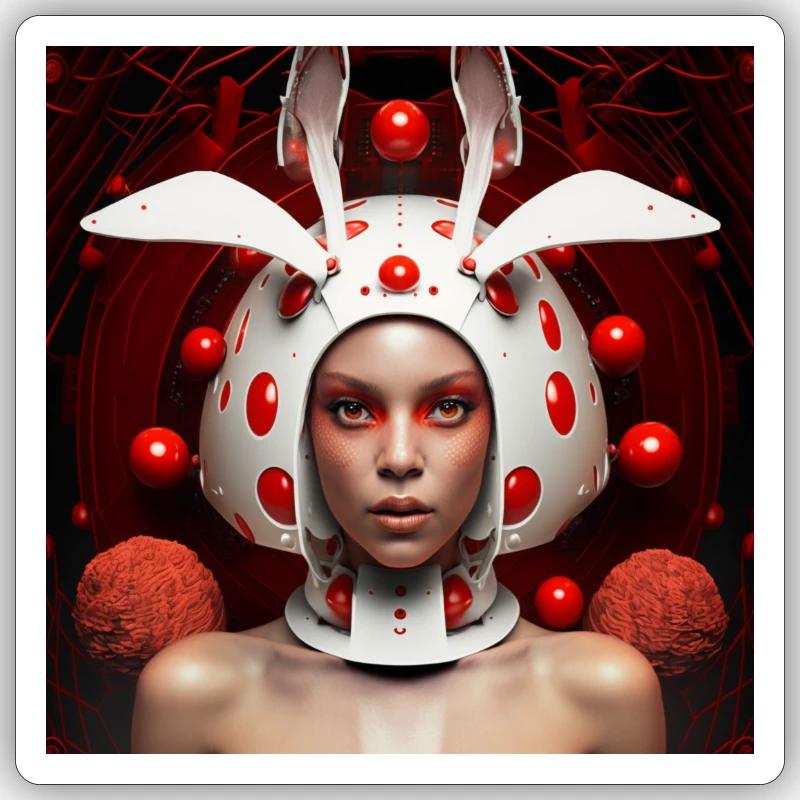 WHITE RABBIT HIDES EGGS FROM PAQUESEASTER EGGS Sticker size S (10 x 10 cm)