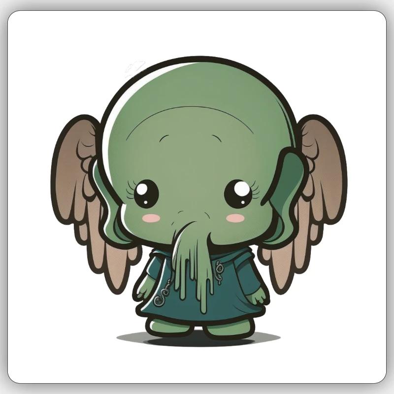Mignon bébé cthulhu Sticker taille S (10 x 10 cm)