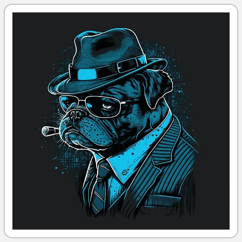 Kommissar Mops Sticker Größe S (10 x 10 cm)