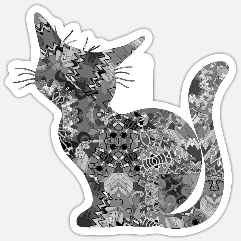 Chat - Sticker taille S (10 x 10 cm) - blanc mat