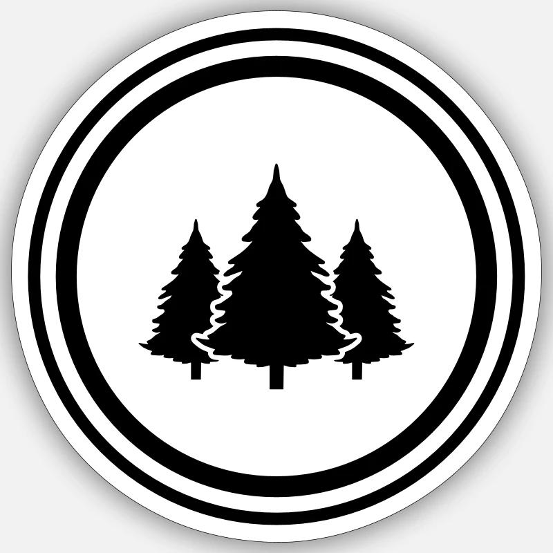 Sapin forestier arboré - Sticker taille S (10 x 10 cm) - blanc mat